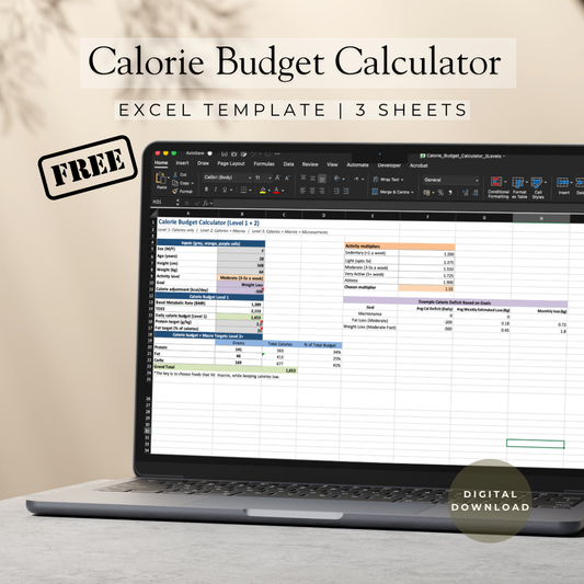 Calorie Budget / Deficit Calculator [FREE] Excel Template