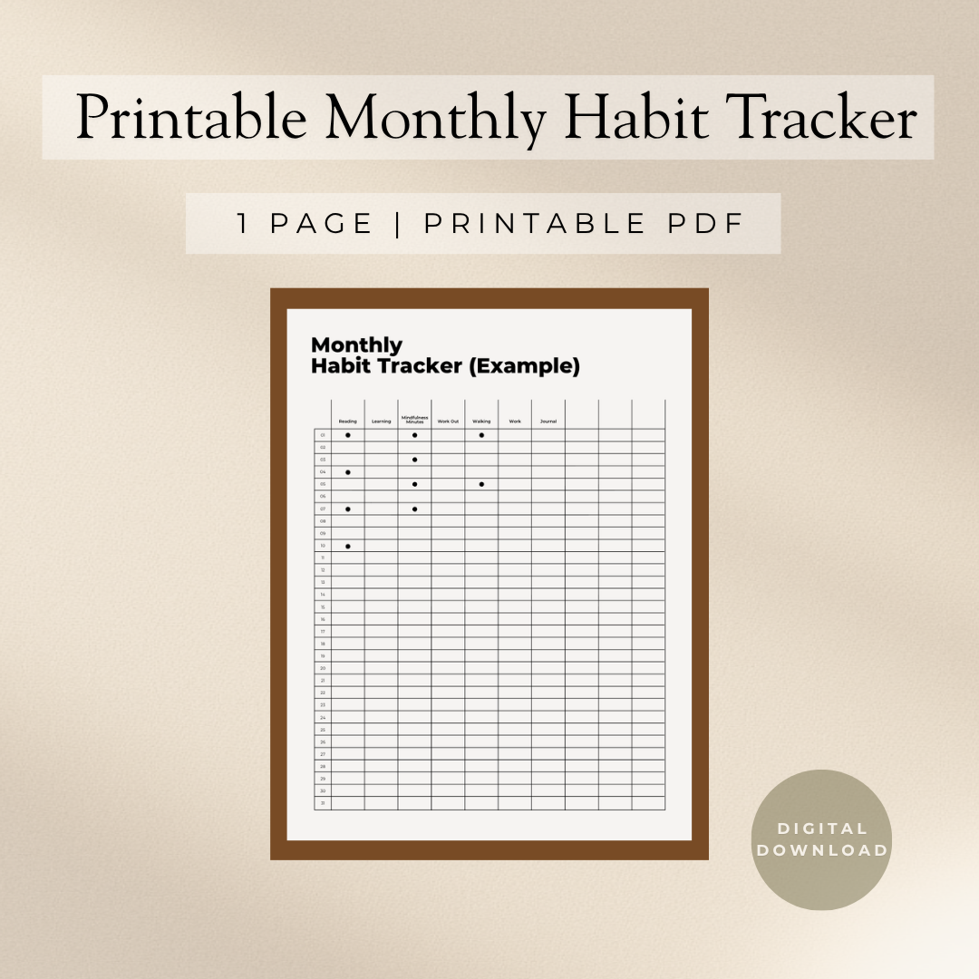 Visual Monthly Habit Tracker [FREE] | Printable